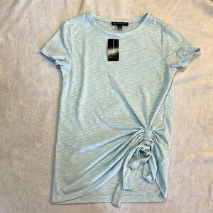 INC Blue Sky Short Sleeve Ruched Side Burnout Tee